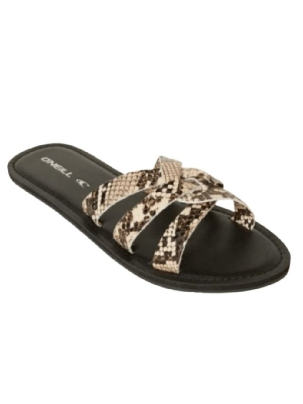 O'Neill Women's Dawson Sandals, Tan Snakeskin, Size 7
